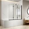 EMKE Pannello Doccia Nero per Vasca da Bagno, 130 x 140 cm, 3 Pezzi, Pieghevole, in Vetro di Sicurezza da 6 mm