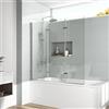 EMKE Divisione doccia per vasca da bagno, 120 x 140 cm, pannello doccia pieghevole per vasca da bagno, 3 pezzi, 6 mm, vetro di sicurezza