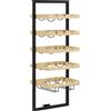 HOMCOM Portabottiglie da Parete in Legno e Acciaio per 15 Bottiglie di Vino e 4 Calici, 35x25x86cm