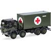 Herpa modello militare camion Iveco Trakker 8x8 con container da 20 piedi Bundeswehr, miniatura in scala 1:87, oggetto da collezione, Made in Germany, plastica