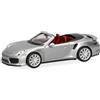 Herpa modellino auto Porsche 911 (991) Turbo Cabriolet, argento dolomite, miniatura in scala 1:87, oggetto da collezione, Made in Germany, modello in plastica