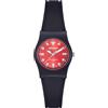 Miykon Easy Reader - Orologi da donna in resina nera, numeri arabi o indici, lancette luminose, quarzo giapponese, resistente all'acqua fino a 100 m, 26 mm, Quadrante rosso, indici rotondi, 26mm