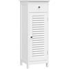 VASAGLE Mobiletto da Bagno, Armadietto Salvaspazio con Cassetto e Anta a Persiana, Struttura in MDF, 30 x 32 x 87 cm, Bianco BBC43WT