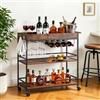 VEVOR Carrello di Servizio Bar Domestico, Carrello da Cucina Porta Bevande Utensili Portabicchieri Portabottiglie 3 Ripiani Multiuso Ripiano in Legno Carico 20 kg, 880x360x830 mm, Colore Marrone