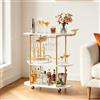 VEVOR Carrello di Servizio da Bar, Carrello da Bar Domestico 3 Ripiani Multiuso Porta Bevande Portabottiglie Portabicchieri 835 x 400 x 864 mm, Ripiano in Legno Carico Singolo 20 kg, Colore Dorato