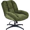 MEUBLE COSY Poltrona Girevole Regolabile in Altezza, Sedia da Salotto Imbottita Funzione di Inclinazione Libera, Poltroncina Relax con Schienale Alto in Tessuto Chenille, Verde