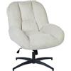 MEUBLE COSY Poltrona Girevole Regolabile in Altezza, Sedia da Salotto Imbottita Funzione di Inclinazione Libera, Poltroncina Relax con Schienale in Velluto a Coste, Beige