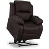 ZZ DON DESCANSO Don Descanso - Poltrona Relax Reclinabile Elettrica Alzapersona Trevi Choco, Reclinazione 160°, 10 Programmi, Timer, Calore Lombare. Poltrona Massaggiante a 4 Zone in ECO PELLE PU. Telecomandi inclusi