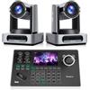Tenveo Bundle/Kit Telecamera PTZ - 2 Telecamere NDI PTZ 4K 60FPS, Auto-Tracking AI 3.0, Zoom 30X, SDI/HDMI/USB3.0/LAN(PoE) e Controller Joystick PTZ Screen da 5" per Live Streaming