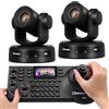 Chameye C410*2+E300 Kit, 4K PTZ Telecamera con 10x Zoom Ottico AI Tracciamento USB3.0/HDMI/LAN(PoE)+ Controller PTZ