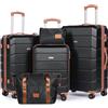 Tavoxda Set valigie 5 pezzi rigide in ABS leggere, trolley da viaggio con ruote girevoli e lucchetto TSA, 20"+24"+28", con borsone da viaggio e beauty case, nero