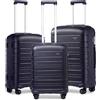 KONO Set 3 Valigie in PP Rigido, Trolley Leggeri con Serratura TSA, Ruote Doppie 360° e Manico Regolabile, Valigie da Viaggio (Set 3 Pezzi, Marina Militare)