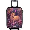 NoBoringSuitcases.com® Valigia Per Bambini Compatto 48x31x19 cm Bagaglio Ultraleggero Bagagli Rigidi LED Ruote Valigie Neonato Bimbi - Ragazze - Cavallo - Viola - Farfalla
