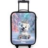 NoBoringSuitcases.com NoBoringSuitcases© Valigia Per Bambini Compatto Bagaglio Ultraleggero | 48x31x19 cm - Bagagli Rigidi LED Ruote Valigie Neonato Bimbi - Ragazze - Orso polare - Corona - Inverno