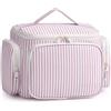 Narwey Grande borsa da toilette da viaggio, borsa da toilette da donna, borsa da toilette, beauty case, organizer per cosmetici, per donne e ragazze, B-Dusty Rose Stripe