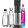 Sodastream Duo Macchina per acqua frizzante e soda per brocca in vetro | Confezione da 1 brocca in vetro da 1 l + 1 bottiglia da 1 l con finitura in acciaio inox per lavastoviglie + 1 clip di ricarica