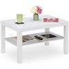 Relaxdays Tavolino da Salotto, Tavolo Basso da Divano Soggiorno, Mobile in MDF Sofà, HLP: 45x79x55 cm, 2 Ripiani, Bianco