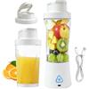 Leikurvo Frullatore portatile da 700 ml, mini frullatore con 6 lame, 6000 mAh, ricaricabile tramite USB, senza BPA, coperchio a prova di perdite e beccuccio per casa, ufficio e viaggi, bianco