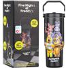 Get Trend Five Nights at Freddy's Bicchiere Termico 30oz (850ml), Borraccia Termica Senza BPA Acciaio Inox con Cannuccia, Coperchio Ermetico e Manico, Freddo 12 Ore Caldo 5 Ore (Nero FNAF)