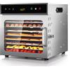oiyocemo Oyocemo - Essiccatore per frutta in acciaio inox, 8 vassoi e ricettario 0, senza BPA, regolazione della temperatura 30-90 °C, max. 24 ore, disidratatore per verdure e carne nel Regno Unito