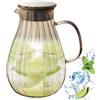 Behogan Caraffa in vetro con coperchio: 1,9 l, in vetro borosilicato, resistente al calore, brocca in vetro con manico per bevande fredde, succhi di frutta, latte, tè, acqua (ambra)