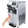 ZHIMAI Macchina per Gelato Commerciale 18L/h 1250W 3 Sapori, Macchina Gelato Soft Professionale Tramoggia Pulizia Automatica, per Yogurt Caffè Snack-Bar Ristorante Supermercato