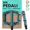AARON Dirt - Pedali in plastica con Cuscinetti a Sfera sigillati di Alta qualità - Design Antiscivolo e Piatto, Dirt Bike, e-Bike, Mountain Bike (MTB), Trekking Bike, bianco