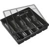 Lifewit Portaposate con Coperchio, Contenitore Porta Posate da Cassetto per Cucina, Organizer in Plastica per Cassetto per Cucchiai, Forchette, Coltelli, 6 Scomparti, Nero