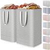 Lifewit Cesto Portabiancheria, Grande Cesta Portabiancheria Pieghevole con Manici Allungati, Portabiancheria Sporca, Laundry Basket per Vestiti, Asciugamani, Coperte, Nero, 80 L, Set di 2