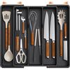 Lifewit Portaposate da Cassetto, Organizer Utensili da Cucina, Porta Posate Regolabile in Plastica, per Utensili e Accessori, Profondità 38 cm, Espandibile fino a 57 cm, Pacchi 1, Nero
