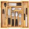 Lifewit Caddy per cassetti, profondità 38 cm, organizer estraibile per posate fino a 46 cm di larghezza, organizer per cassetti da cucina, porta posate in bambù per cucchiai/forchette/coltelli