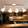 Aulaiyi Faretti da soffitto, Plafoniera a LED 4 luci Plafoniera per interni con attacco E14, Plafoniera Plafoniere con base rettangolare in legno, plafoniera a LED girevole a 350°, bianco (senza lampadina)
