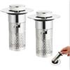 WQDD STANPET Tappo Lavandino Bagno 2 Pezzi, Click Clack Universale 34-40 mm con Filtro Anticapelli, Tappo Scarico Lavabo in Acciaio Inox per Bagno, Bidet e Cucina