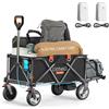 Litheli Carrello elettrico pieghevole con freni, 200 l, 60 kg, adatto per campeggio, giardino, fare la spesa (nero, 2 batterie)