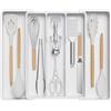 Lifewit Portaposate da Cassetto, Organizer Utensili da Cucina, Porta Posate Regolabile in Plastica, per Utensili e Accessori, Profondità 38 cm, Espandibile fino a 57 cm, Pacchi 1, Bianco