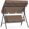 UISEBRT Dondolo da giardino a 3 posti, con tettuccio parasole regolabile, portata fino a 200 kg, resistente alle intemperie, per interni ed esterni, 176 x 110 x 152 cm, marrone scuro