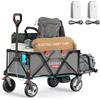 LiTHELi Carrello Elettrico Pieghevole, Carrello a Mano Pieghevole con Motore e Freni, 200L 60KG Adatto per Campeggio, Giardino, Spiaggia, Shopping (Grigio, V140i con 2 Batterie)