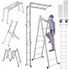 UISEBRT - Scala multiuso pieghevole 4 x 3 in alluminio con piattaforma, 6 in 1, 340 cm, fino a 150 kg, colore: argento