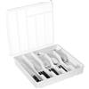 Lifewit Portaposate con Coperchio, Contenitore Porta Posate da Cassetto per Cucina, Organizer in Plastica per Cassetto per Cucchiai, Forchette, Coltelli, 6 Scomparti, Bianco