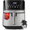 LEHMANN Friggitrice ad aria 6,5L, Air Fryer mit 8 Programmi, Cassetto Antiaderente di Grande Capacità, Display Touch, Timer, Temperatura Regolabile 80-200 °C, Cassetto Lavabile in Lavastoviglie