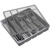 Lifewit Portaposate con Coperchio, Contenitore Porta Posate da Cassetto per Cucina, Organizer in Plastica per Cassetto per Cucchiai, Forchette, Coltelli, 6 Scomparti, Grigio