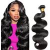 HeioWuio Extension di capelli umani da 81,3 cm, #1B, colore nero naturale, ondulati, 1 fascio, totale 100 g