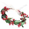 Generic Copricapo con bacche di agrifoglio - Corona natalizia festosa, fascia per capelli con foglie artificiali, ghirlanda di bacche rosse, elegante accessorio floreale | Vacanze, matrimoni, spiaggia, feste,