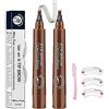 QUEMISS Penna Sopracciglio, Matita Sopracciglio 4 Punti, Penna Sopracciglio Microblading, Sopracciglio Naturale Trucco Durevole, Copertura Aree Chiare, Con Regalo