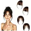 KOQAIIZ 4 Pezzi Frangia Finta a Clip, Frangetta Posticcia in Fibra Sintetica Effetto Naturale, Extension Capelli per Donna, Castano Scuro e Castano Chiaro