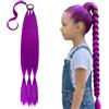 XETHI Parrucca Viola per Bambine, 71 cm Extension Capelli Sintetici Intrecciati, Coda di Cavallo con Elastico per Cosplay e Feste