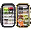 Bassdash Pesca Mosche Artificiali Esche Set Assortimento di Mosche Trota Bass con Fly Box Pezzi con Mosche secche/bagnate, ninfe, Stelle filanti, Popper