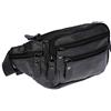 Christian Wippermann Marsupio in pelle da uomo e donna, colore: marrone Nero Nero 24 x 12 x 6-8 cm