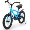 BODIOO Bicicletta per bambini da 16 pollici, per ragazzi e ragazze, con sedile regolabile, ruote di sostegno, freno a mano, freno a contropedale e telaio stabile, per conducenti da 104 a 117 cm (blu)