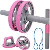 Qqmora Set di Ruote Addominali Multifunzionali con Maniglie Ergonomiche per Allenamento Fitness a Casa Design Compatto Materiale Atossico (Rosa)